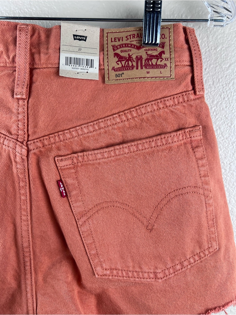 Levi’s 501 Burnt Orange High Rise Shorts NWT 27 - Picture 8 of 10